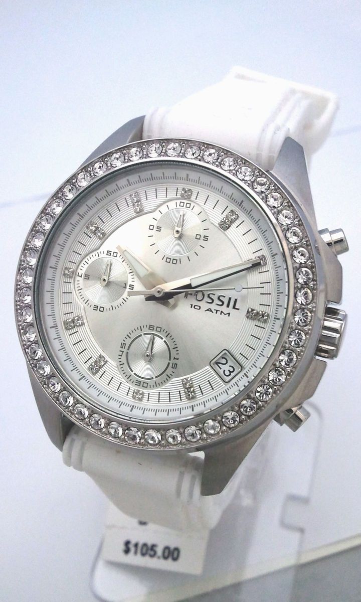 Fossil Ladies Watch Stella White Silicone band ES2883 WHITE DIAL