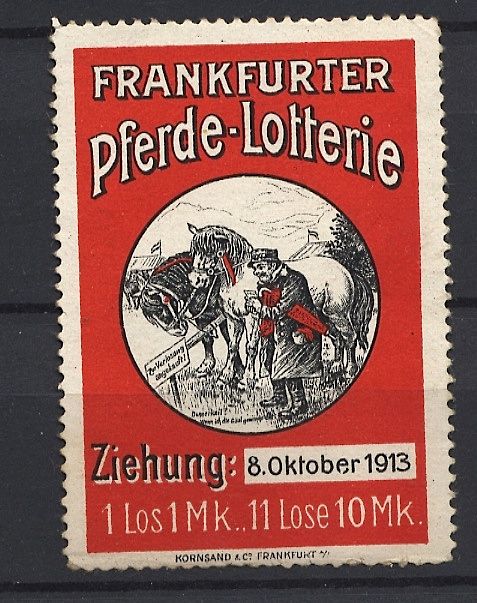 Germany Early Reklamemarke Frankfurter Pferde Lotterie Horse Lottery