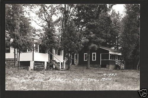 Free Soil Michigan MI c1939 RPPC Gun Lake Resort Cabins