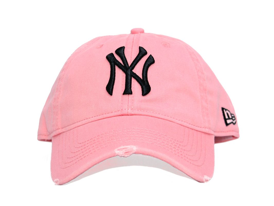 New Era NY Yankees Distressed Baseball Cap Hat Pink Color