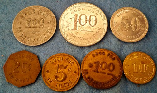 Mixed Lot of 7 US Trade Tokens Many Old Style Neat