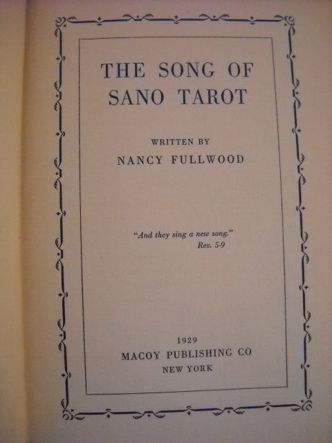 1929 Nancy Fullwood Song of Sano Tarot Occult Spiritual