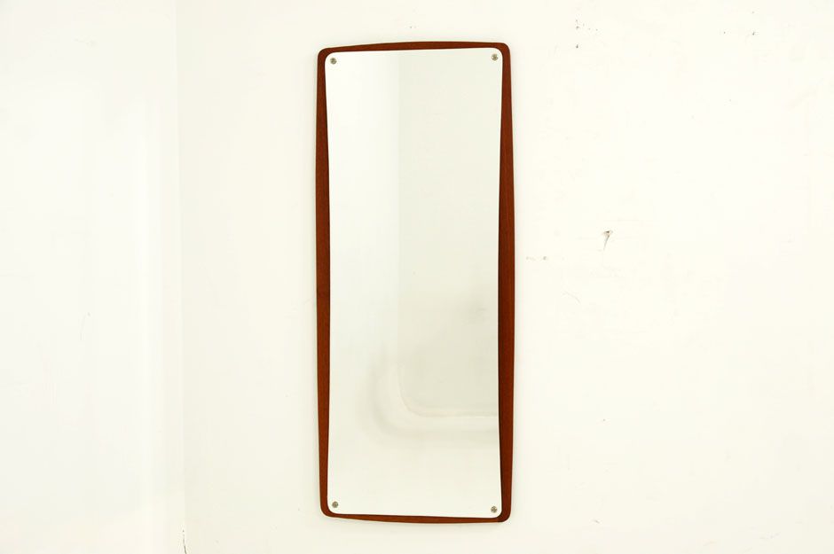 funky teak wall mirror from denmark dating to the 60 s this mirror has