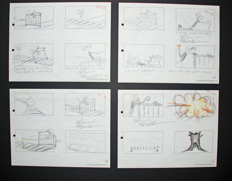 Signed Friz Freleng Pink Panther Storyboard Set 13 1967