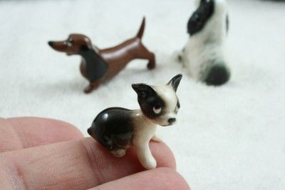  LOT OF 3 DOG PORCELAIN Figurines Dachsund   Spaniel   French Bull Dog