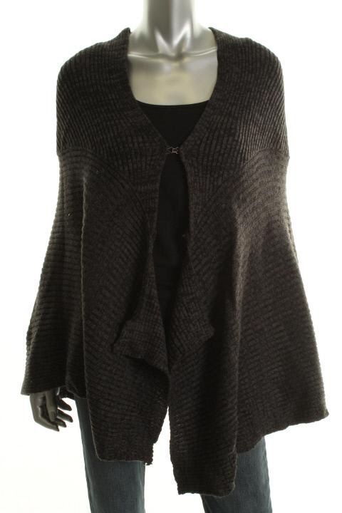 Free People NEW Gray Asymmetric Wrap Handicraft Crochet Cape Sweater