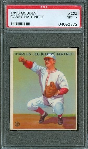 1933 Goudey 202 Gabby Hartnett RC PSA 7 Chicago Cubs HoF Rookie