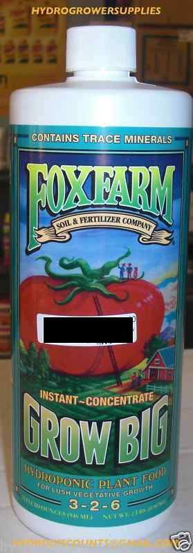  Fox Farm's "Grow Big" Hydroponic Nutrient