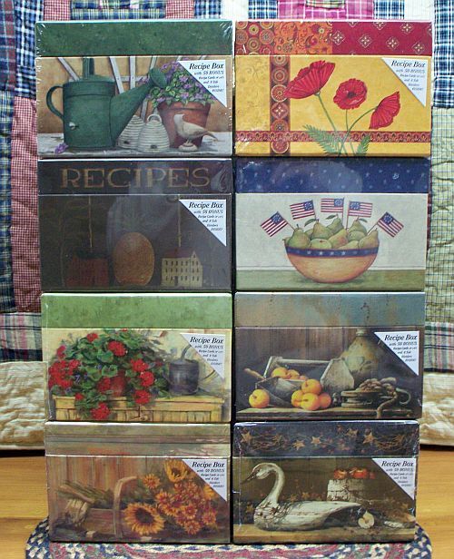 Primitive Recipe Box 50 Recipe Cards Assorted Styles