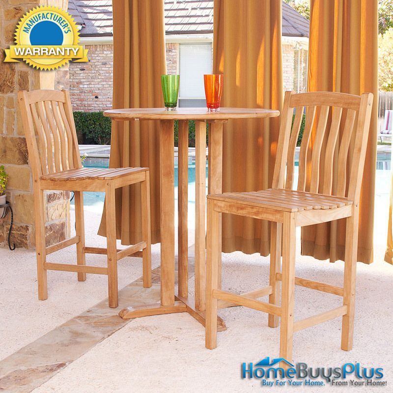 Pc Bar Pub Table And Stools Barstool Teak Wood Outdoor Furniture