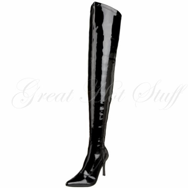 Funtasma 3.75 Black Stretch Patent Thigh High Boot LUST 3000/B