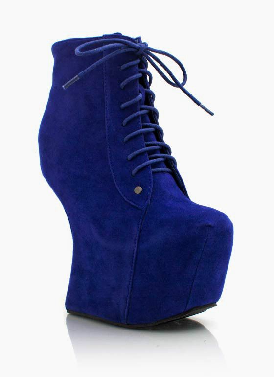 Ankle Booties Heel Less Lace Up Fux Suede Wedge Platform Boots High