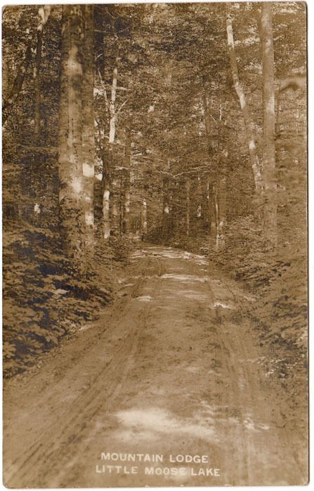 Little Moose Lake NY  ROAD TO MOUNTAIN LODGE   RPPC Postcard