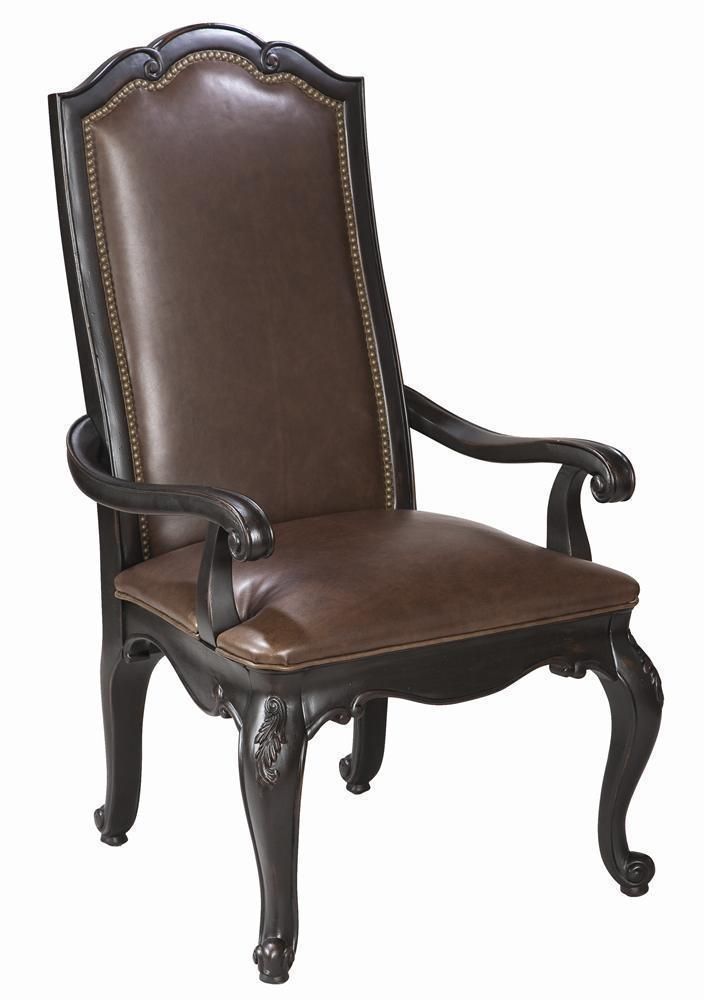 Thomasville Furniture Vintage Chateau Cafe Noir Leather Dining