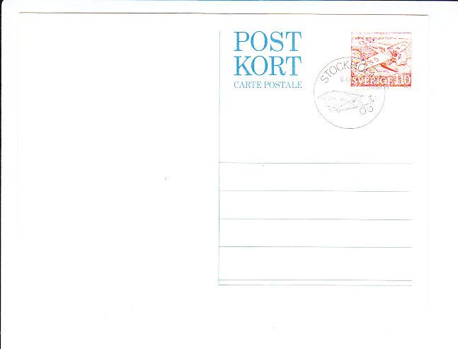 SWEDEN AIRMAIL stationery postcard AIRPLANE LINDBERGH + SPIRIT OF ST