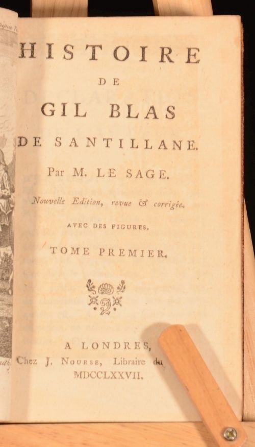 1777 4 Vol Histoire de Gil Blas de Santillane Alain Rene Lesage