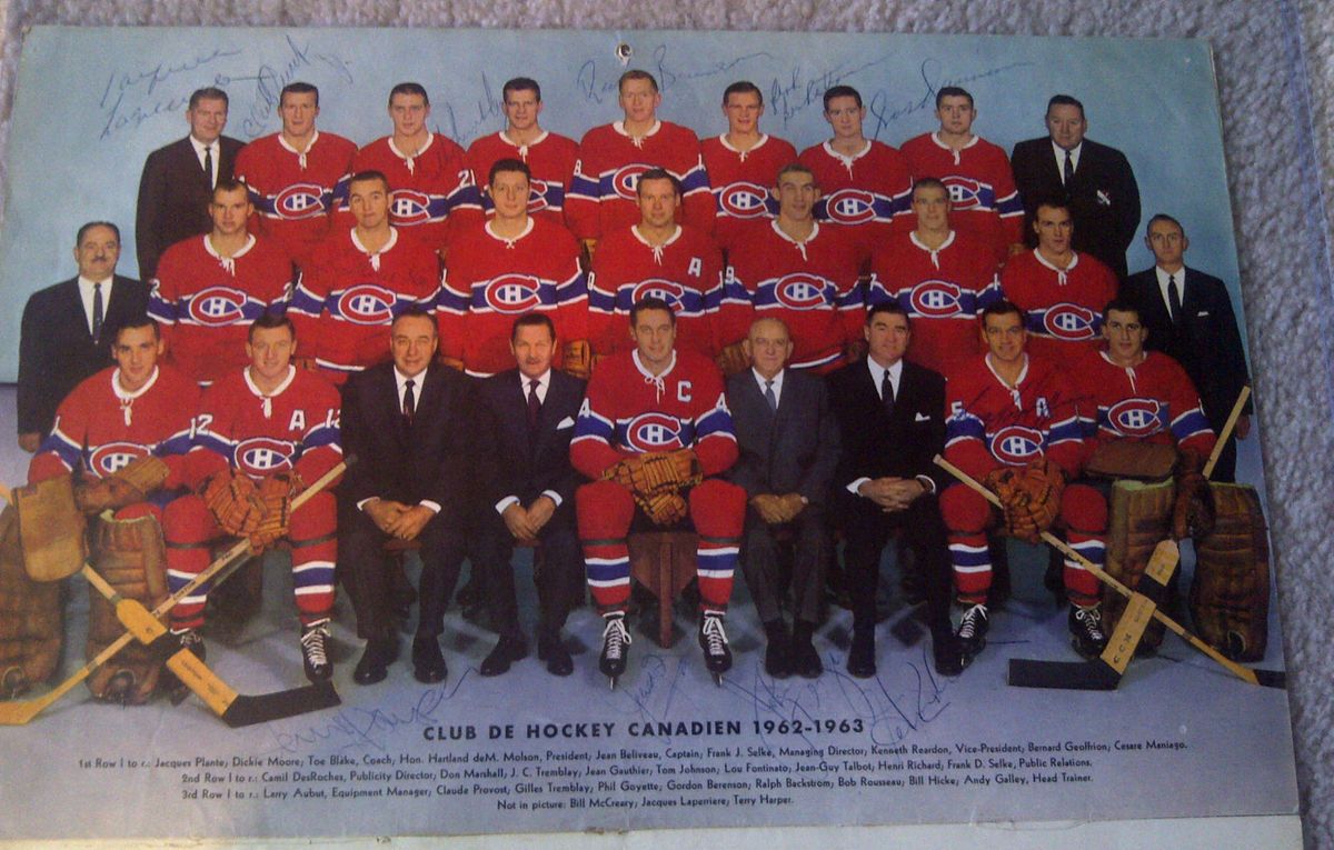  MONTREAL FORUM CALENDAR TEAM PHOTO 12 AUTOS BELIVEAU GEOFFRION RICHARD