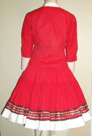 1950s Vintage Georgie Red Swing Skirt Top Outfit