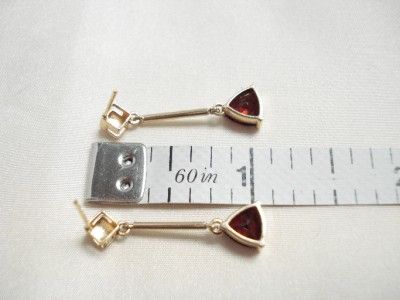 Antique Vintage 14k Gold Trillion Garnet Drop Earrings