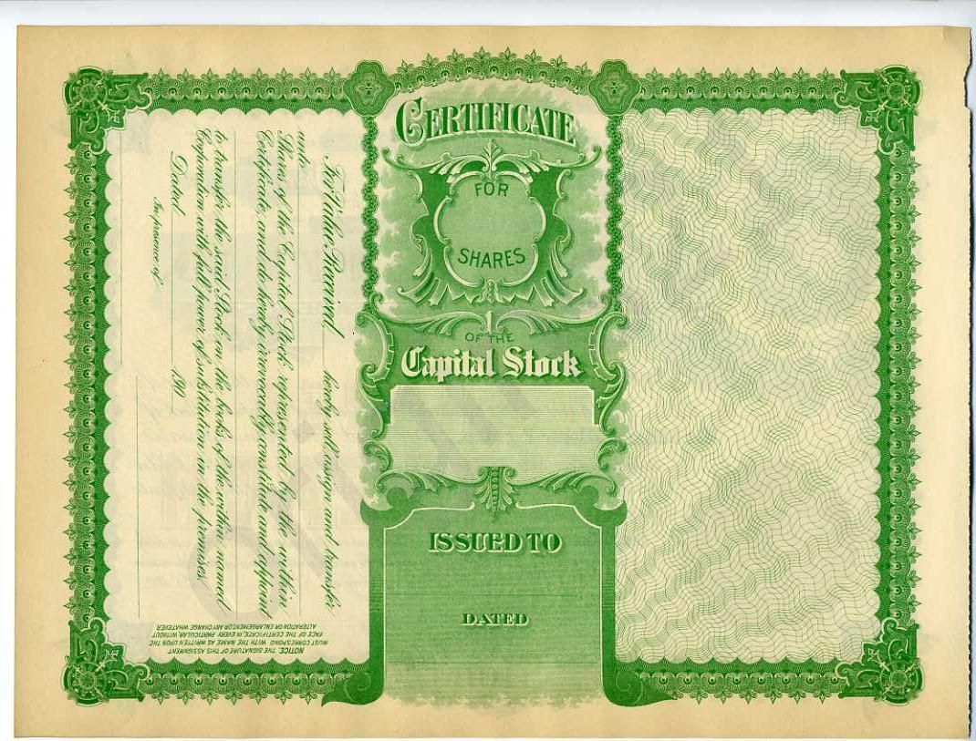 Golding ManFG Co Stock Certificate MA Printpress