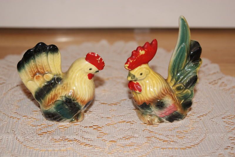  Vintage Chicken Rooster Salt Pepper Shakers