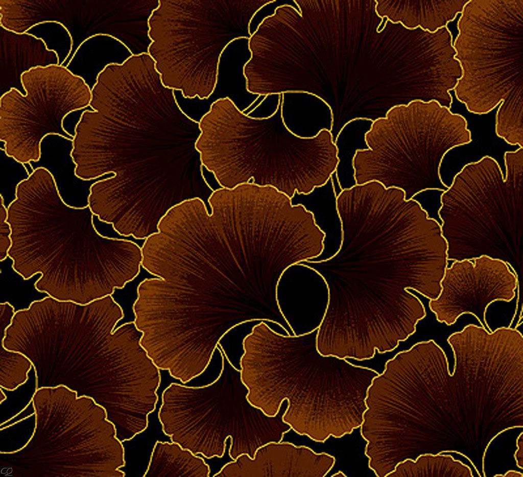 FQ Ginkgo Tonals Chocolate Metallic Fat Quarter Kona Bay Fabric