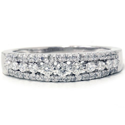   Genuine Diamond Womens Anniversary Wedding Ring 14K White Gold Band