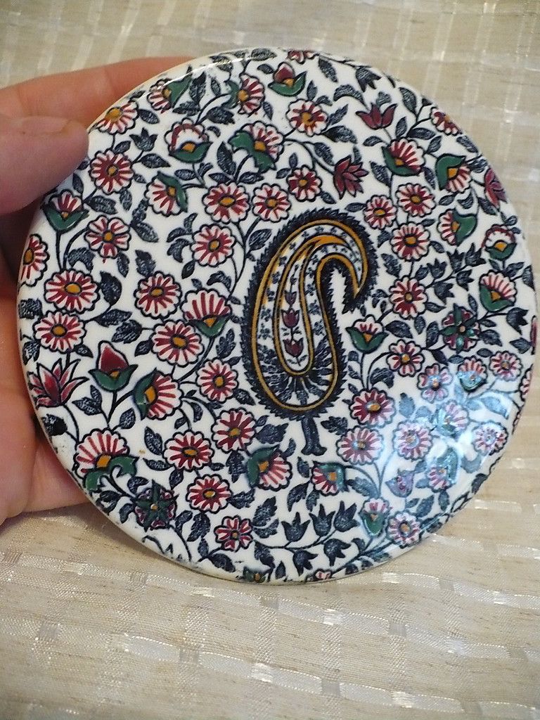 Gien France Paisley Style Vintage Round Trivet 4 75 Round No Damage