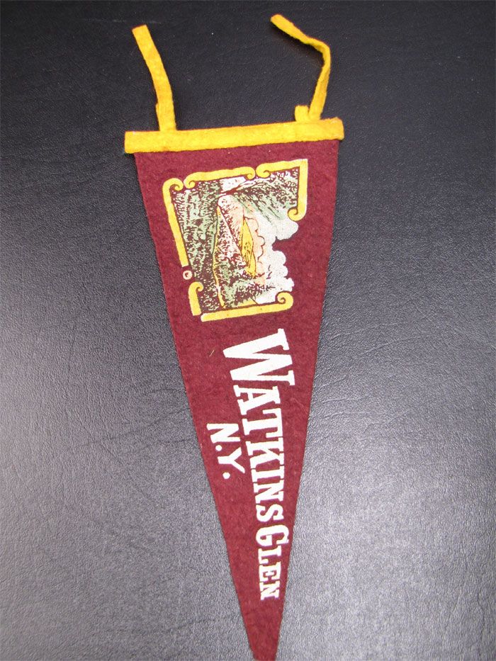 Vintage Travel Souvenir Felt Pennant Walkins Glen NY