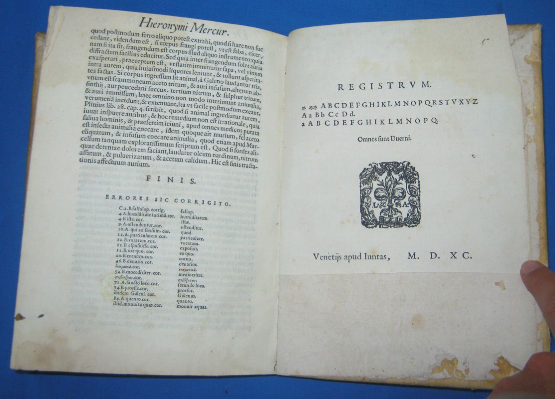 1590 Girolamo Mercuriale Tractatus 1st Edition Medicine Opthamology