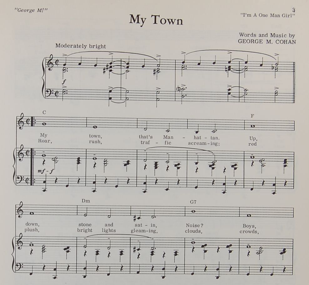 George M Sheet Music My Town Cohan Joel Grey 1968
