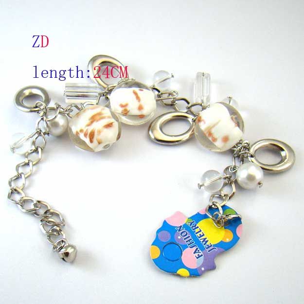 A0305 Fashion White Lampwork Glass Link Bracelet Bangle