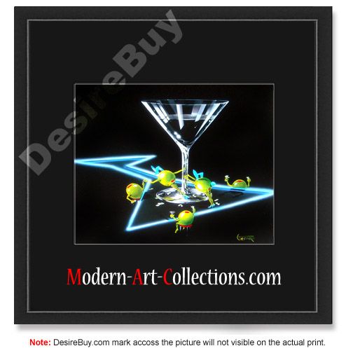 16x16 Michael Godard Dirty Martini 4 s Mat Blk Framed