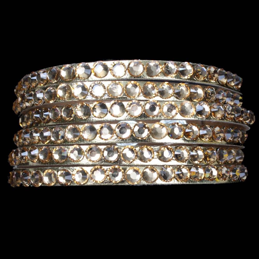 Gold Rhinestone Bling Snap Closure Fashion Bracelet