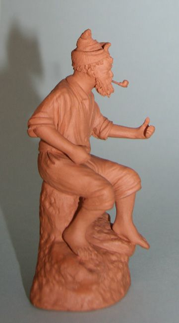 VINTAGE GRASSO ITALIAN ART CERAMIC FISHERMAN FIGURINE c. 1950