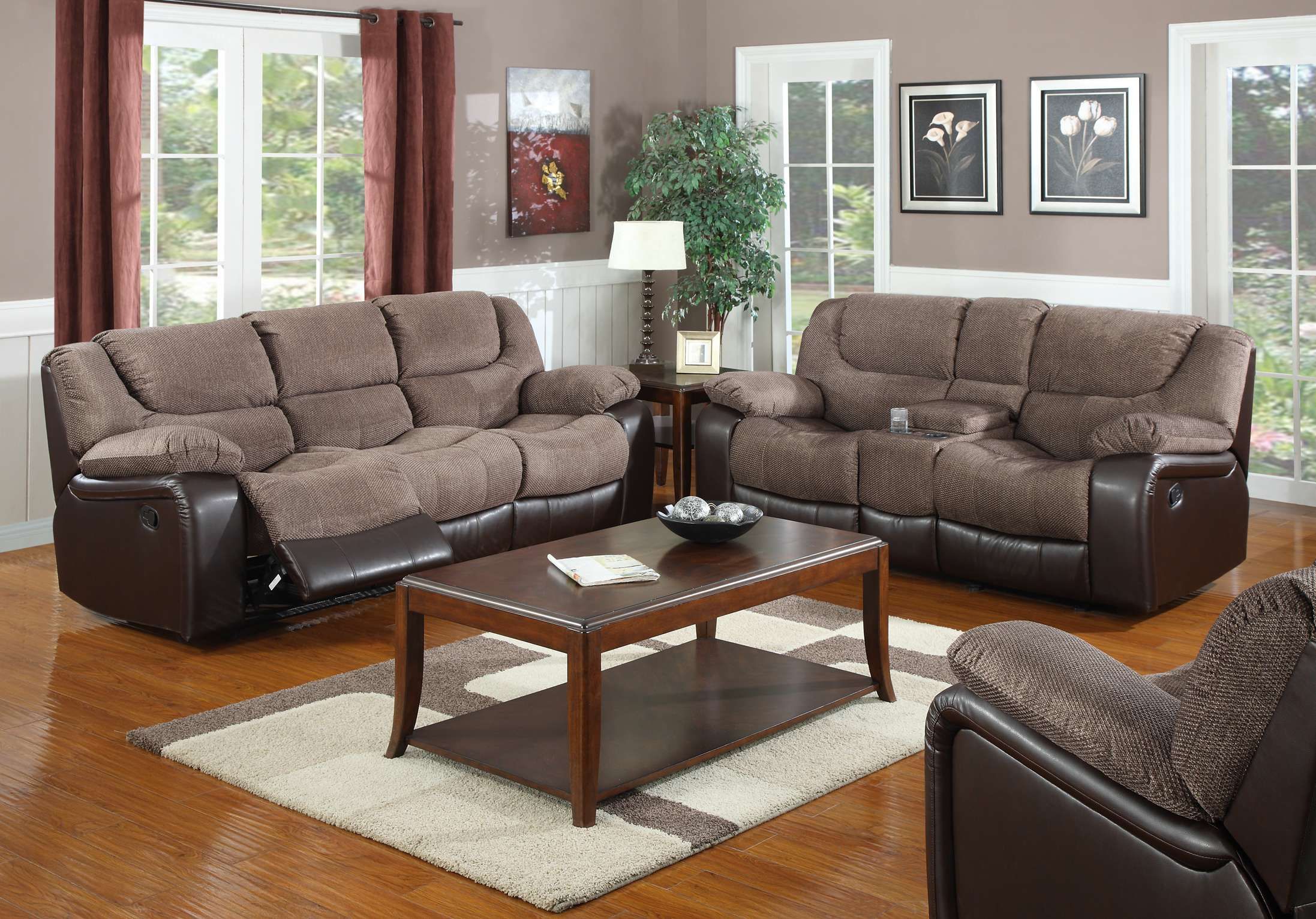  Lexy 3pc Sofa Set Sofa Console Loveseat Rocker Recliner 2