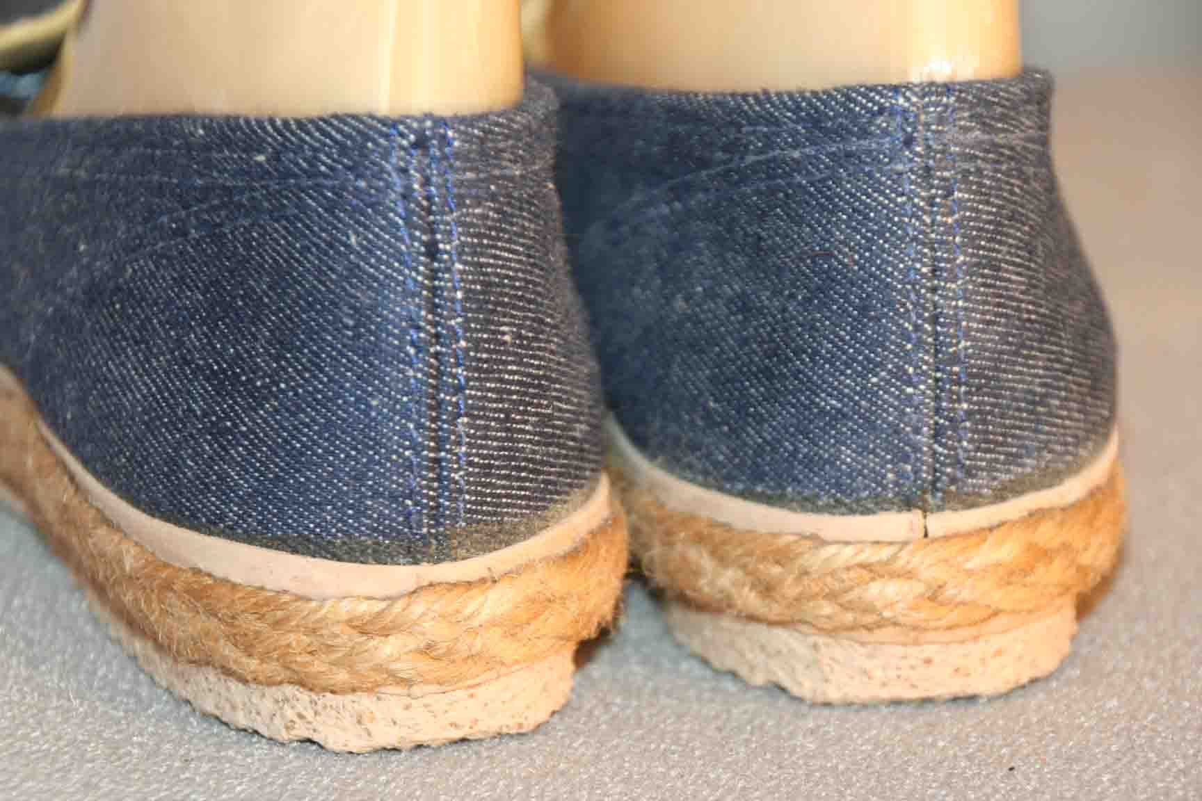  JUTE Wrap Blue Jean Denim RAINBOW SNEAKER GRASSHOPPERS NOS Flat Shoe