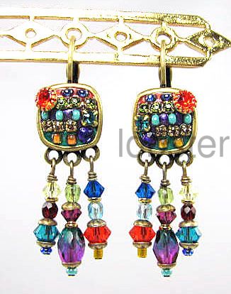 Michal Golan Swarovski Crystal Dangle Earrings Colorful