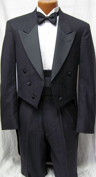Boys Grey Starlight Stripe Tuxedo Tailcoat , Jacket w/ Pants Wedding