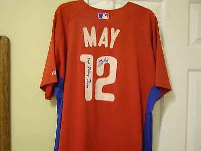 2010 Trevor May game used worn Phillies Spring Training BP Jersey