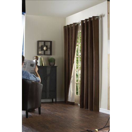  Media Suede Insulated Solid Color Grommet Top Curtain Panel