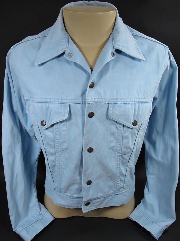 vintage 70s HANG TEN blue SURFER 2 pocket soft denim jacket Feet logo