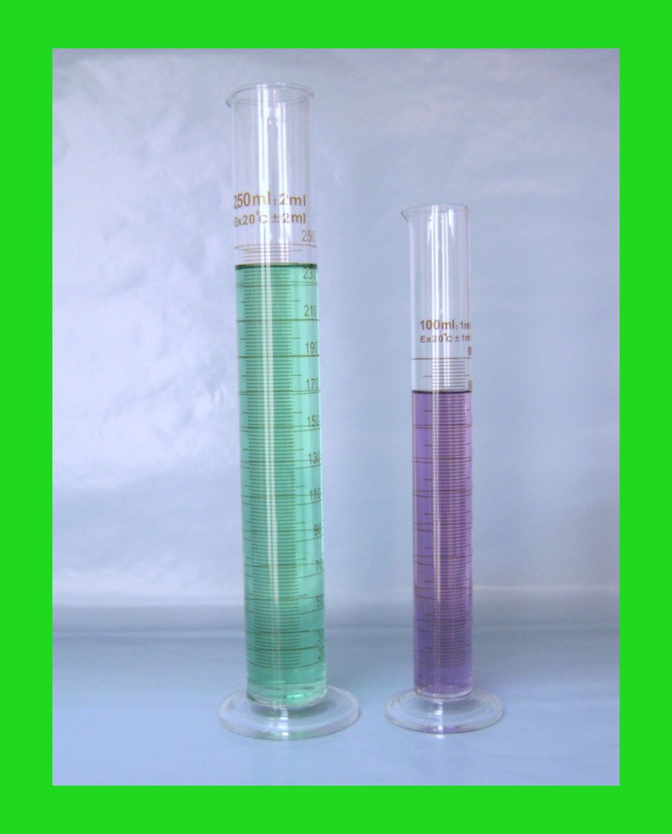 GRADUATED MEASURING CYLINDERS BOROSILICATE GLASS 250 mL 100 mL Lab