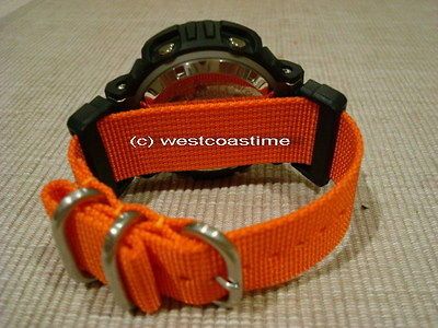 Shock Adaptors to 22 24 mm straps Casio on Frogman RESCUE Orange