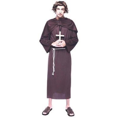 MONK Adult Mens Costume Medieval Friar Tuck Religious Brown Robe Sash