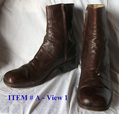 VINTAGE BEATLE LEATHER SIDE ZIP UP BOOTS sz 13 EEE, 10 AA, 8 , 7.5 D