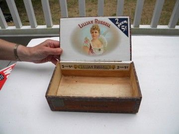 Lillian Russell Vintage Wood Cigar Box