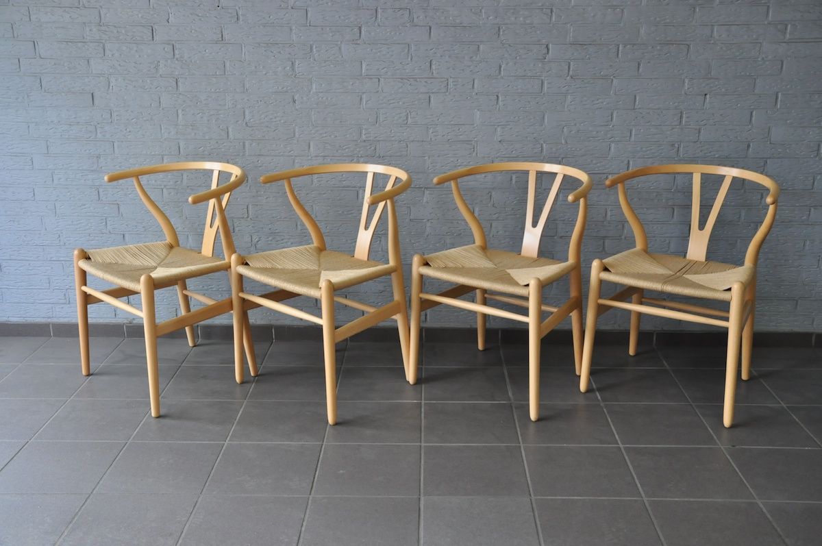 4x Hans J. Wegner wishbone chair CH24 Stühle y chair Buche Lack