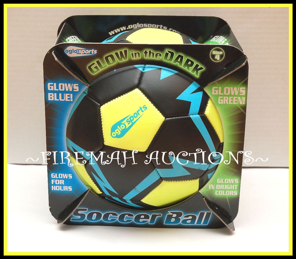 New Oglo Sports Glo Glow in The Dark Soccer Ball Green Glowing Colors