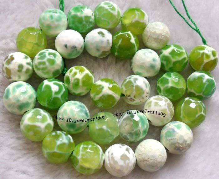 8mm 12mm 14mm 20mm Green Crab Agate Round Faceted Beads 14